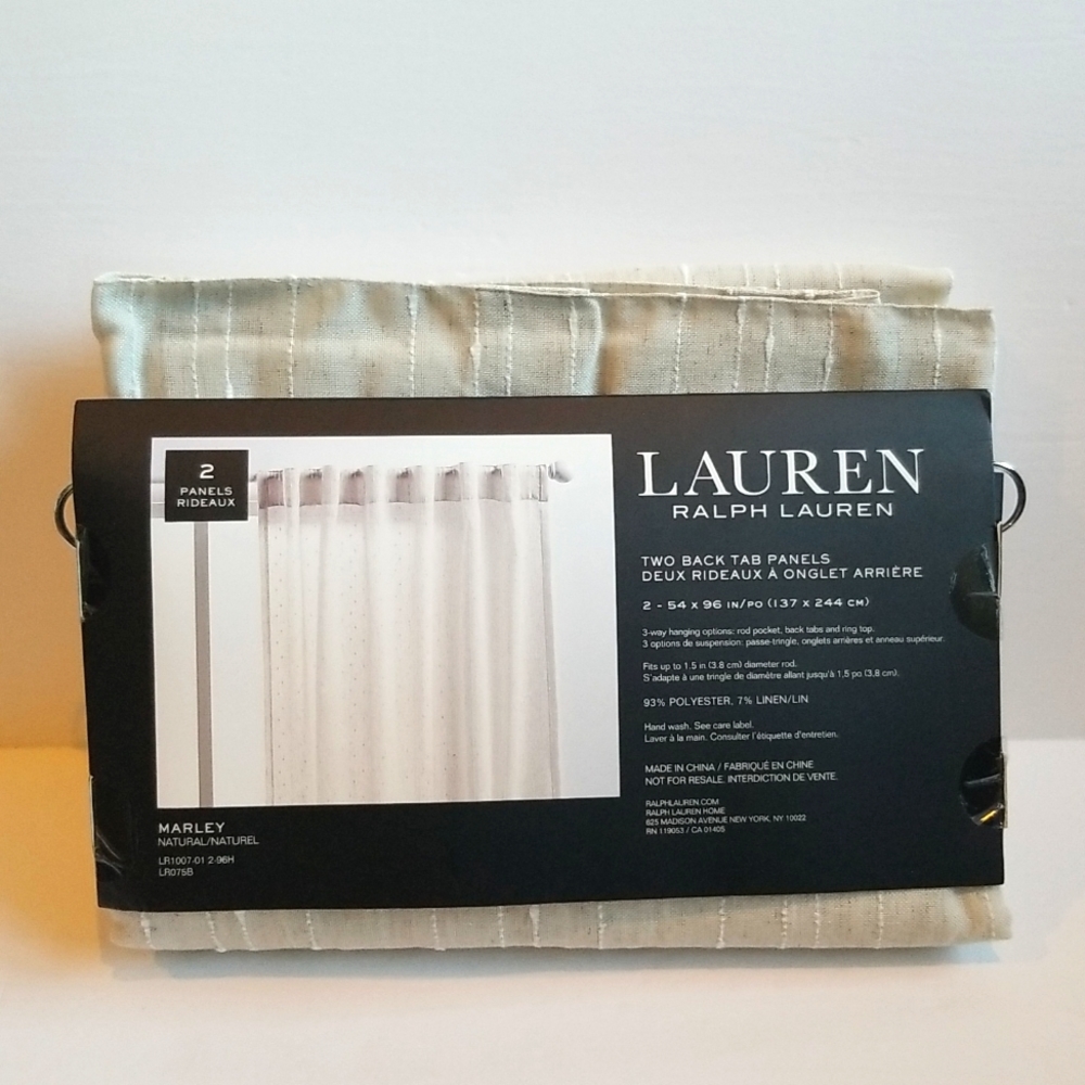 Lauren Ralph Lauren Set of 2 Back Tab Panels (CURTAINS) - 54"×96";  MARLEY style